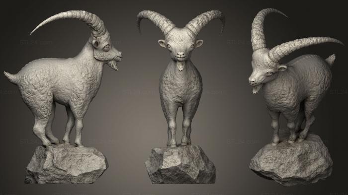 Статуэтки животных (Козел на камне, STKJ_1713) 3D модель для ЧПУ станка